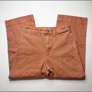 Madewell Slim Emmett Wide Leg Crop Pants in Rust Size 28 High Rise Cotton Twill